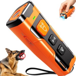 dog bark deterrent devices, ultrasonic anti barking device for dogs, stopping own or neighbor's dog barking,portable dog training device, safe & effective for indoor & outdoor use, orange