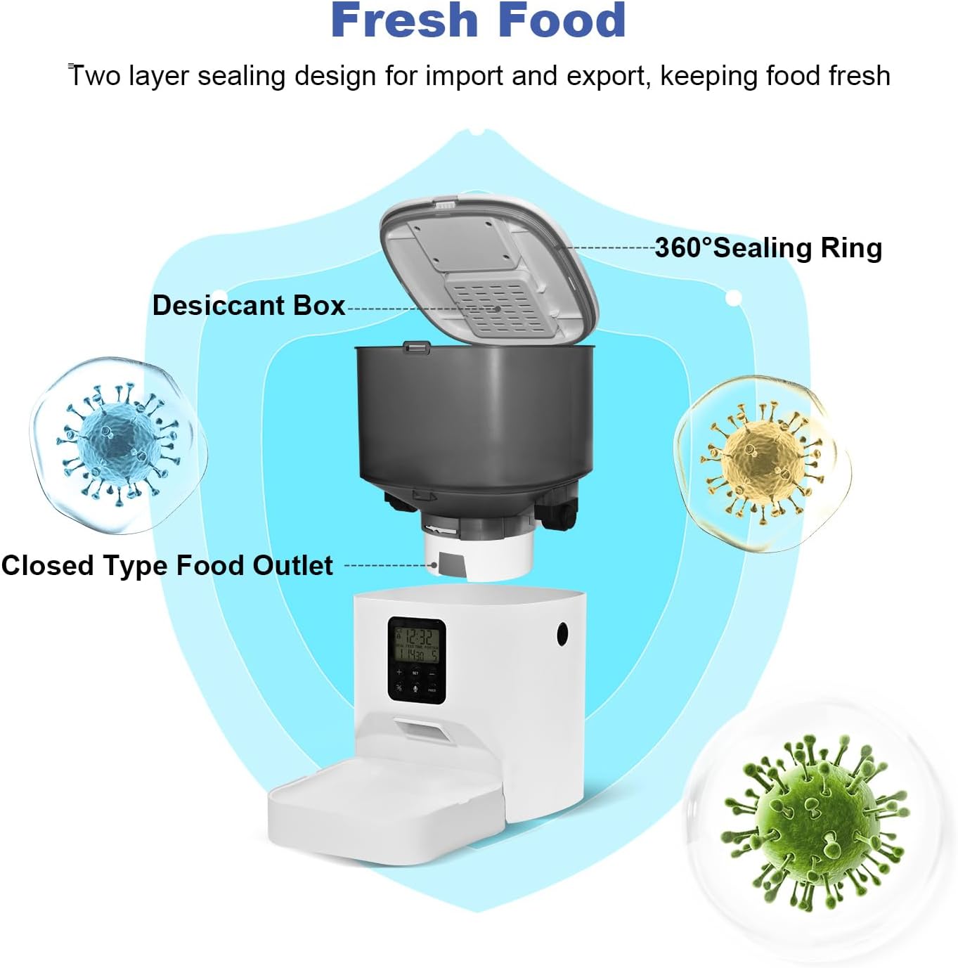 automatic cat feeder, 4l cat food dispenser with 10s voice recorder, pet feeder up to 8 meals per day, timed dog feeder with dry food sealed ring (white, 4l basic) automatic cat feeder, 4l cat food dispenser with 10s voice recorder, pet feeder up to 8 meals per day, timed dog feeder with dry food sealed ring (white, 4l basic)