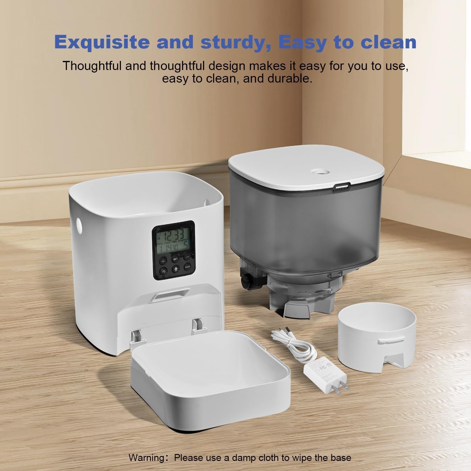 automatic cat feeder, 4l cat food dispenser with 10s voice recorder, pet feeder up to 8 meals per day, timed dog feeder with dry food sealed ring (white, 4l basic) automatic cat feeder, 4l cat food dispenser with 10s voice recorder, pet feeder up to 8 meals per day, timed dog feeder with dry food sealed ring (white, 4l basic)