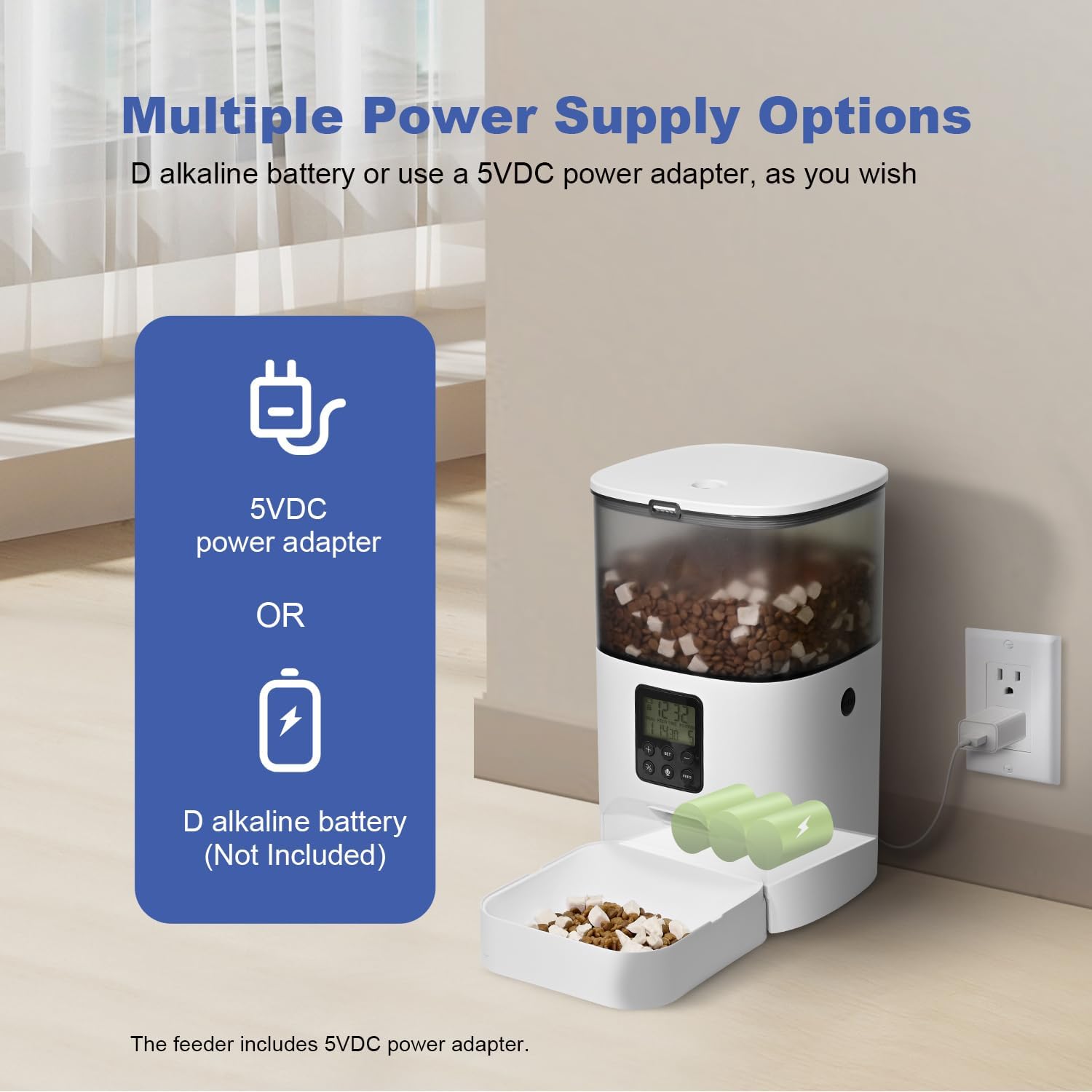 automatic cat feeder, 4l cat food dispenser with 10s voice recorder, pet feeder up to 8 meals per day, timed dog feeder with dry food sealed ring (white, 4l basic) automatic cat feeder, 4l cat food dispenser with 10s voice recorder, pet feeder up to 8 meals per day, timed dog feeder with dry food sealed ring (white, 4l basic)