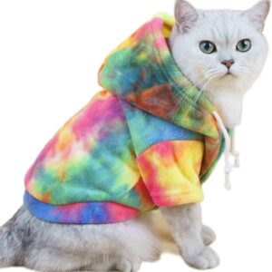 qwinee dog coat dog hoodie tie dye warm winter coat sweatshirt dog clothes for cat puppy small medium dog multicolor s qwn01 719860427 s