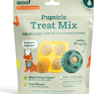 WOOF Dog Pupsicle Mix - Easy-to-Make DIY Pupsicle Refills - Tasty, Healthy Pupsicle Mix - Wholesome Ingredients - Long-Lasting Treats for Dogs - Bacon and Cheese Mix