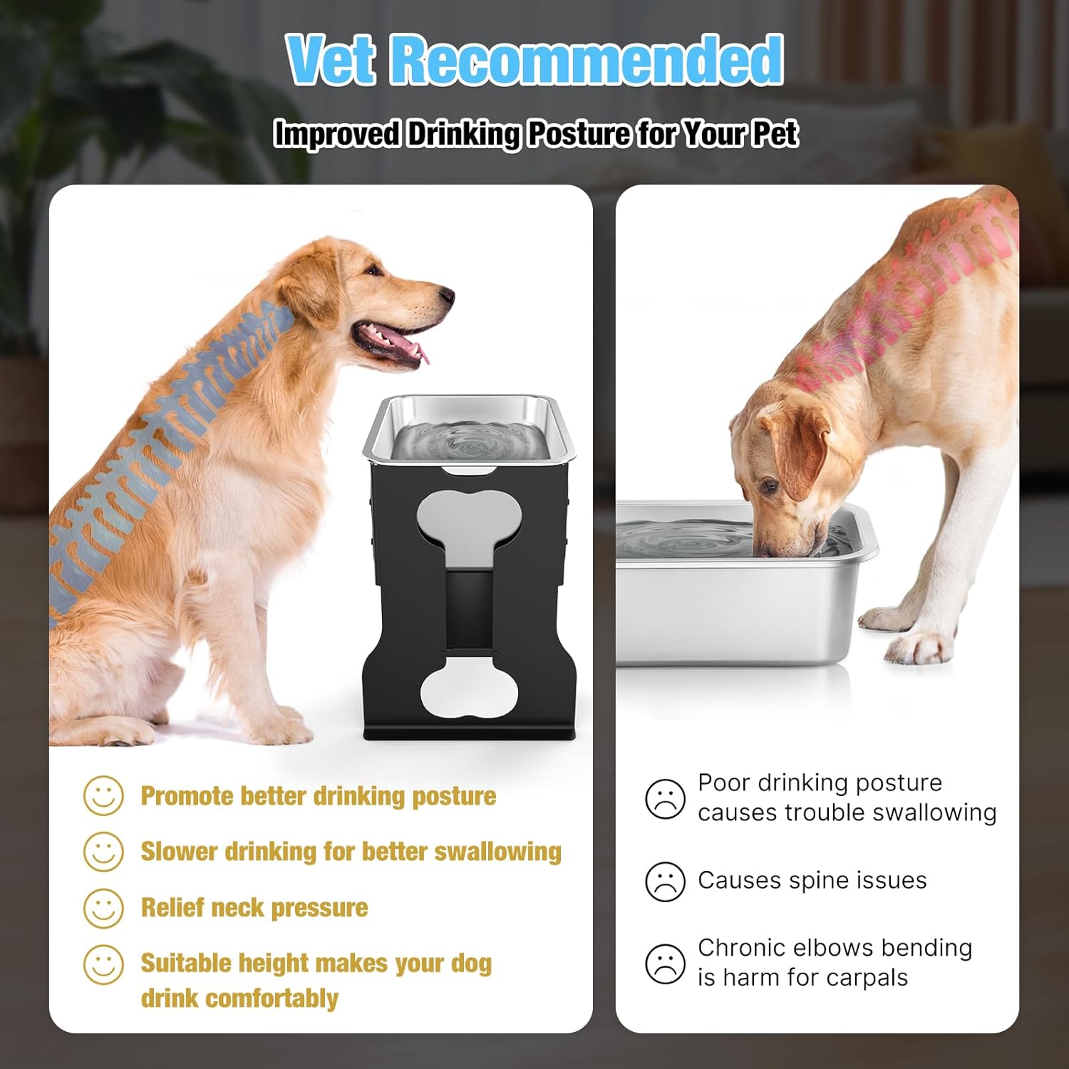 2.4 gallon elevated large dog water bowl,14" raised stainless steel bowl with stand for large breed, full metal dog feeding station for relief joint pressure, easy clean for indoor & outdoor uses 2.4 gallon elevated large dog water bowl,14" raised stainless steel bowl with stand for large breed, full metal dog feeding station for relief joint pressure, easy clean for indoor & outdoor uses