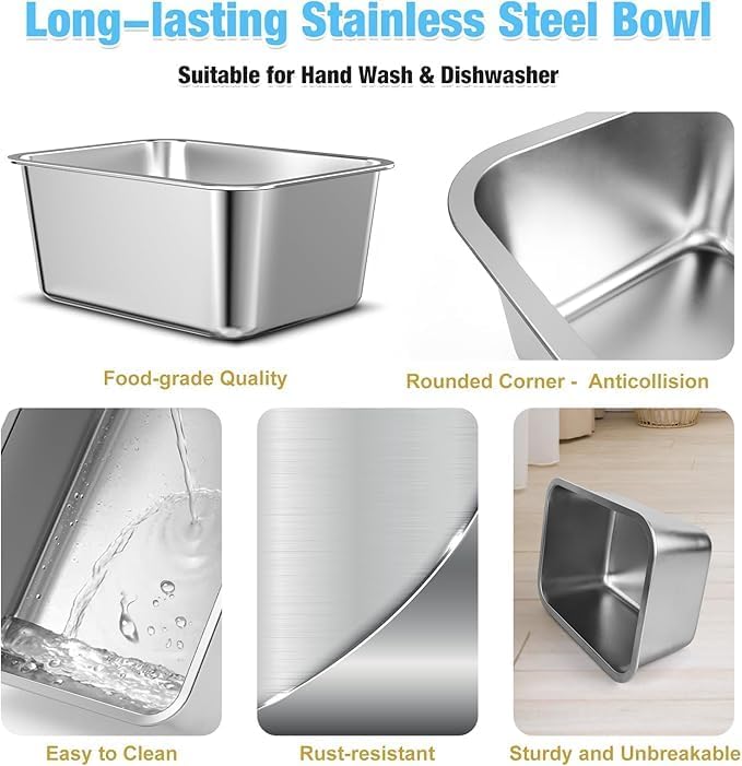 2.4 gallon elevated large dog water bowl,14" raised stainless steel bowl with stand for large breed, full metal dog feeding station for relief joint pressure, easy clean for indoor & outdoor uses 2.4 gallon elevated large dog water bowl,14" raised stainless steel bowl with stand for large breed, full metal dog feeding station for relief joint pressure, easy clean for indoor & outdoor uses