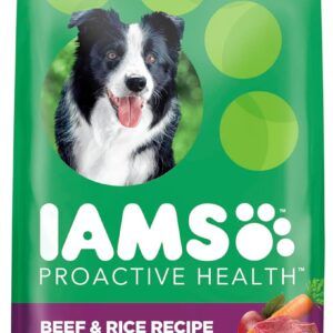 iams proactive health adult dry dog food beef and rice recipe, 7 lb. bag