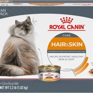 royal canin feline care nutrition hair & skin care adult thin slices in gravy cat food, 3 oz (pack of 12)