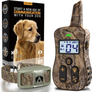 invirox shock collar for dogs [ultra k9 hunting series] 124 training levels, 4 powerful modes with night light and ¾ mile range 100% safe dog training e collar for large dogs ip67 waterproof