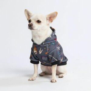 spark paws dog hoodie – premium dog sweater for small, medium, and large dogs | warm outfits for french bulldogs, pitbull, puppy, winter jacket alternative rock and roll m