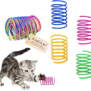 Home Andiker Interactive Cat Spiral Creative Spring Toy to Kill Time and Keep Fit, Sturdy and Heavy Plastic for Swatting, Biting, Hunting Kitten Toys, Colorful, 12 pcs