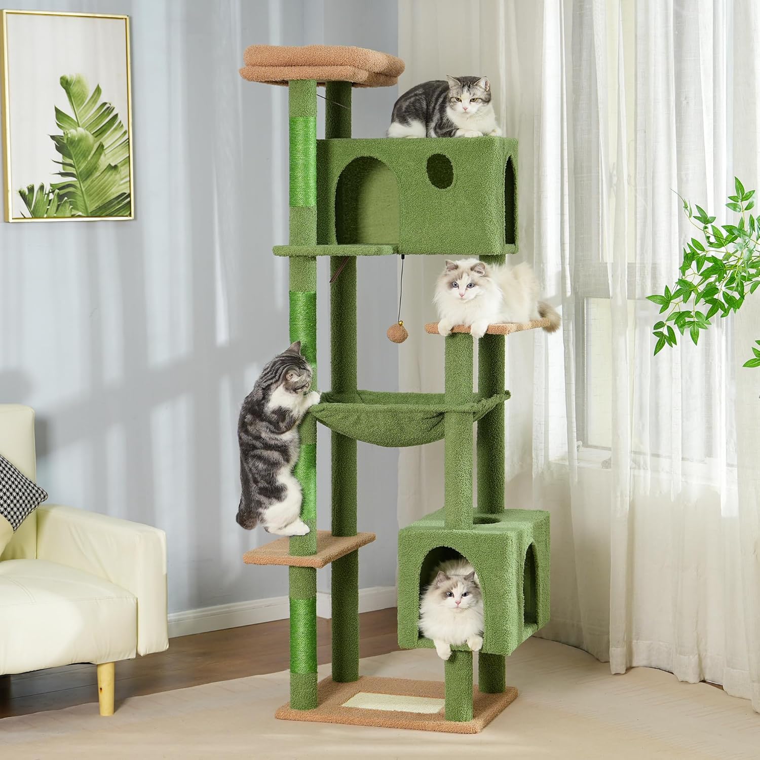 72” cat tree for large cats big cat tower with enlarged hammock 21.6x17.7” spacious cats condo house and roomy top bed and multiple scratch posts for indoor adult cats (green, xlarge 72) 72” cat tree for large cats big cat tower with enlarged hammock 21.6x17.7” spacious cats condo house and roomy top bed and multiple scratch posts for indoor adult cats (green, xlarge 72)