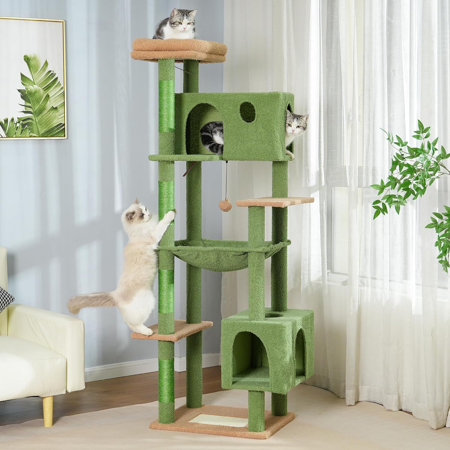 72” cat tree for large cats big cat tower with enlarged hammock 21.6x17.7” spacious cats condo house and roomy top bed and multiple scratch posts for indoor adult cats (green, xlarge 72) 72” cat tree for large cats big cat tower with enlarged hammock 21.6x17.7” spacious cats condo house and roomy top bed and multiple scratch posts for indoor adult cats (green, xlarge 72)