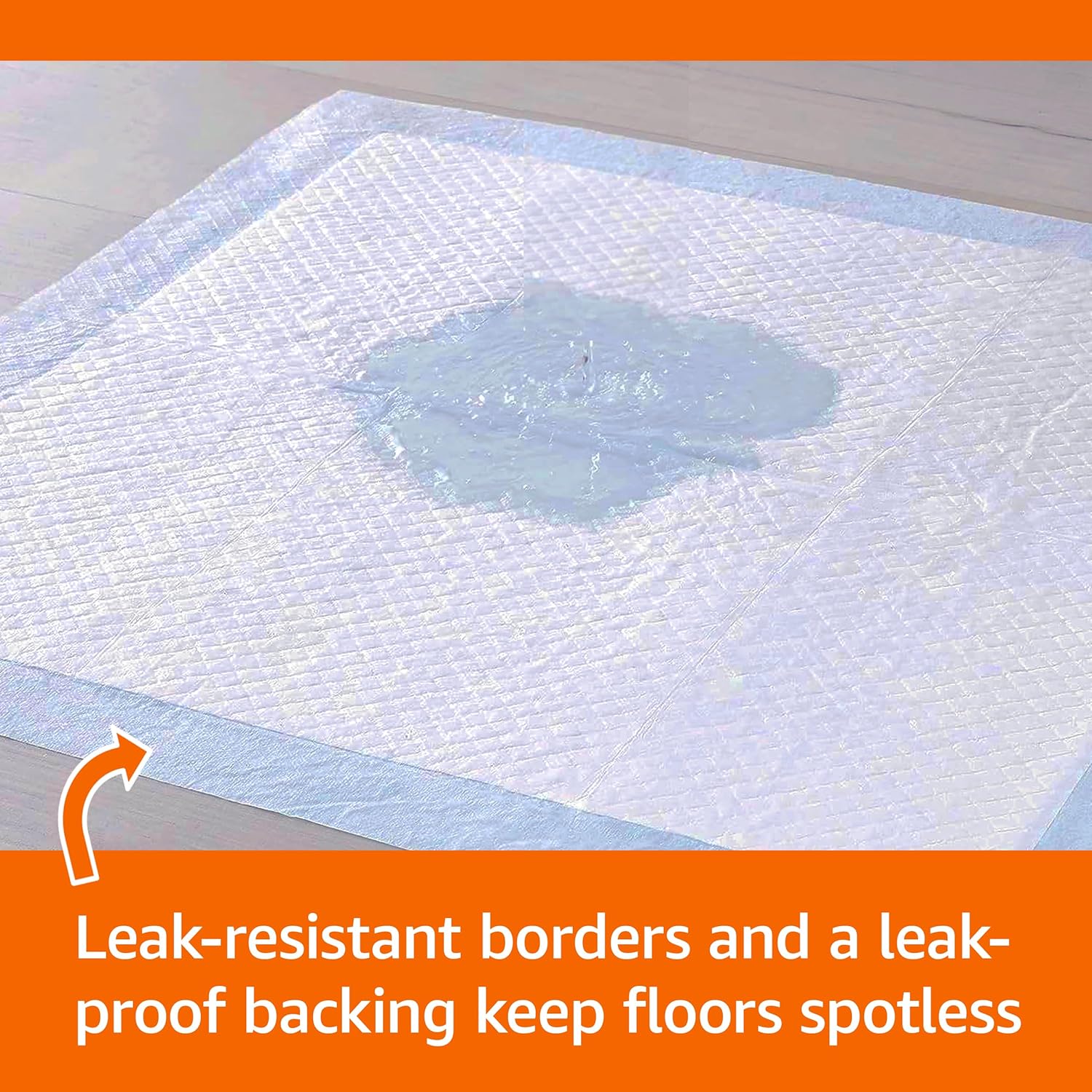 amazon basics dog and puppy pee pads, 5 layer leak proof super absorbent, quick dry surface, potty training, regular (22x22"), 100 count, blue & white amazon basics dog and puppy pee pads, 5 layer leak proof super absorbent, quick dry surface, potty training, regular (22x22"), 100 count, blue & white